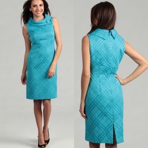 TAHARI ASL Jacquard Sheath Envelope Collarw/Brooch